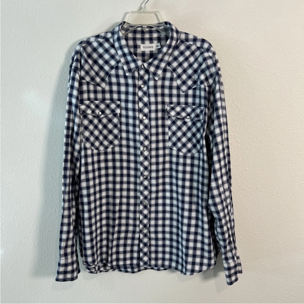 Tecovas Pearl Snap Button Up Flap Pockets Plaid Western Cowboy Ranch Men’s 2XL